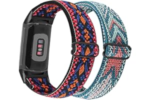 YOOSIDE 2 correas elásticas para Fitbit Charge 5, correa elástica de nailon suave con hebilla ajustable para Fitbit Charge 5 Advanced Tracker