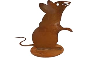 ‎ROSTIKAL Rostikal Vintage Edelrost Metall Maus 13x15 cm - Wetterfeste Gartendeko, Rost Deko Figur für Draußen, Garten & Balkon - Witzige Gartenfiguren als Geschenk