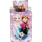 Disney Frozen Ice Queen Anna Elsa Children's Bedding Set Duvet Cover and Pillowcase 135/140 x 200 cm Lilac