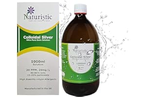 NATURISTIC Colloidal Silver Water ● 20 PPM ● 1000ml Amber PET ● Small Particle Size for Optimal Results ● 100% Natural ● Immune Support (1000ml)