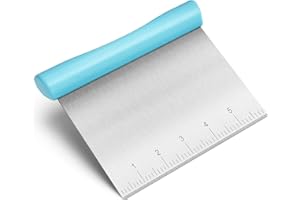 Bench Scraper, Rainspire Stainless Steel Dough Scraper, Pastry Scraper, Pizza and Dough Cutter Multi-Purpose Scraper/Chopper, Pizza Cutter Food Chopper Baking Supplies Kitchen Gadgets, Blue