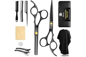 Bozhihong Friseurschere Set, 6.7 Zoll Professionelle Haarschere Set, Scharfe Haarschneideschere mit Friseurumhang, Effilierscheren für Damen Herren Kinder, Haarschne Schere für Familie Friseursalon