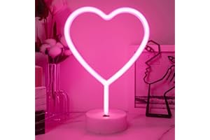 JEMESI Insegna luminosa al neon a forma di cuore rosa – Lampada LED USB/batteria per camera da letto, matrimonio, San Valentino e decorazione – Idea regalo