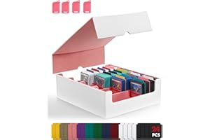 ZLCA Pudełko do przechowywania kart kolekcjonerskich na karty TCG, poczwórne pudełko MTG, pomieści ponad 2400 kart z 24 kolorowymi przegrodami i 4 stoperami, pudełko dowódcy ze skóry PU, na karty