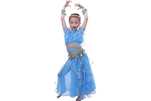 Astage Ragazza Manica Corta Danza del Ventre Carnevale Costume alle Ornamenti