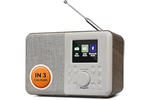 MangoKit MD3 DAB Radio with Bluetooth, 2.4" Colour Display-Portable Digital Radio with DAB/DAB+/FM, 40 Presets, Dual Alarm, Snooze & Sleep, Headphone Jack, USB-C Mains or 12hr AA Battery Power-Walnut