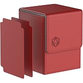 Pulchra TCG Case, Magnetic Flip Box with 2 Divider, Large Size for Holds Up to 100+ Cards, Deck Box - Dice Design (Red)