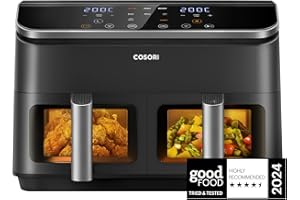 COSORI Dual Air Fryer, 8.5L Family Size, 8-In-1, Air Fry, Roast, Bake, Reheat, Dehydrate, Grill, Sync Cook & Finish, Fast and Energy Save, Healthy 50+ Online Recipes, 5 Accessories, Non-Stick