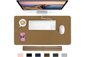 AECCN Leder Schreibtischunterlage - Premium Schreibtisch-Unterlage aus PU-Leder (Tea Brown, 80 x 40 cm) für Kinder und Erwachsene, wasserdichte Mausmatte und Schreibtisch-Zubehör