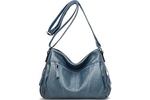 Sacmill Womens Leather Crossbody Bags Multi Pocket Soft Ladies Leather Shoulder Handbag Lightweight with Adjustable Shoulder Strap