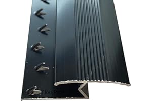 FLOORPRO Exclusive Range - Carpet to Tile/Flooring/Wood/Laminate Transition Threshold Strip - Metal Plate Strip Door Bar Z Edge - Black Colour