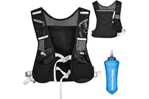 RZSPHER Gilet da corsa per uomo e donna, con 1 borraccia da 500 ml, cinghie regolabili sul petto, ultraleggero, catarifrangente, per corsa, ciclismo (nero, extra largo)