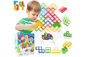 DONGTATA 64 PCS Tetra Tower Balance Game Night Tetris Tower Balance Building Toy Balancing Stacking Toys Montessori Toy Best Gift for Kids Adults Board Games for 2 Players