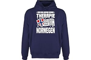 Shirtracer - Hoodie Herren Pullover Männer - Länder Fahnen und Flaggen - Ich brauche keine Therapie Ich muss einfach nur nach Norwegen - weiß