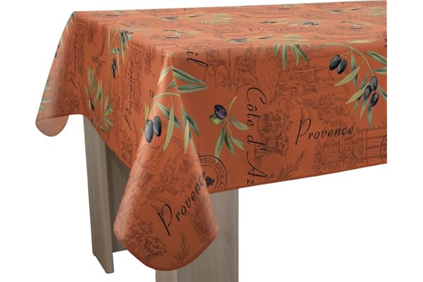 Le Linge de Jules Nappe Anti-Taches Provence tomette - Rectangle 150 x 240 cm