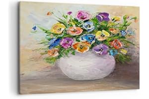 ARTTOR Moderne Impression sur Toile 100x70cm Image Tableau Decoration Murale Fleurs Bouquet Vase coloré Grand Tableaux Decoratifs Muraux Chambre Horizontal Deco Cadre Décoration Salon Art Wall AA100x70-2915