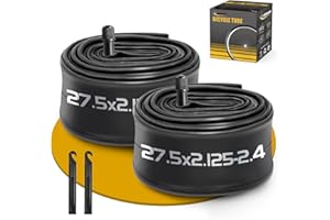 GESINIKAD 2 Pack 27.5 Inch Bike Tube AV32mm Schrader Valve for 27.5 x 2.125/2.20/2.25/2.30/2.35/2.40 Bike Tire, Butyl Rubber Inner Tube with 2 Tire Levers for Mountain MTB Bike