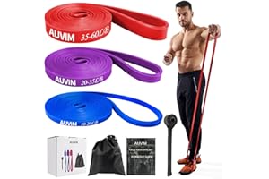 AUVIM Widerstandsbänder Set Fitnessbänder 3 verschiedene Stufen von Widerstandsbändern für Krafttraining, Stretching, Calisthenics, Cross-Fitness, Pilates, Yoga, inklusive Türanker-Aufbewahrungstasche