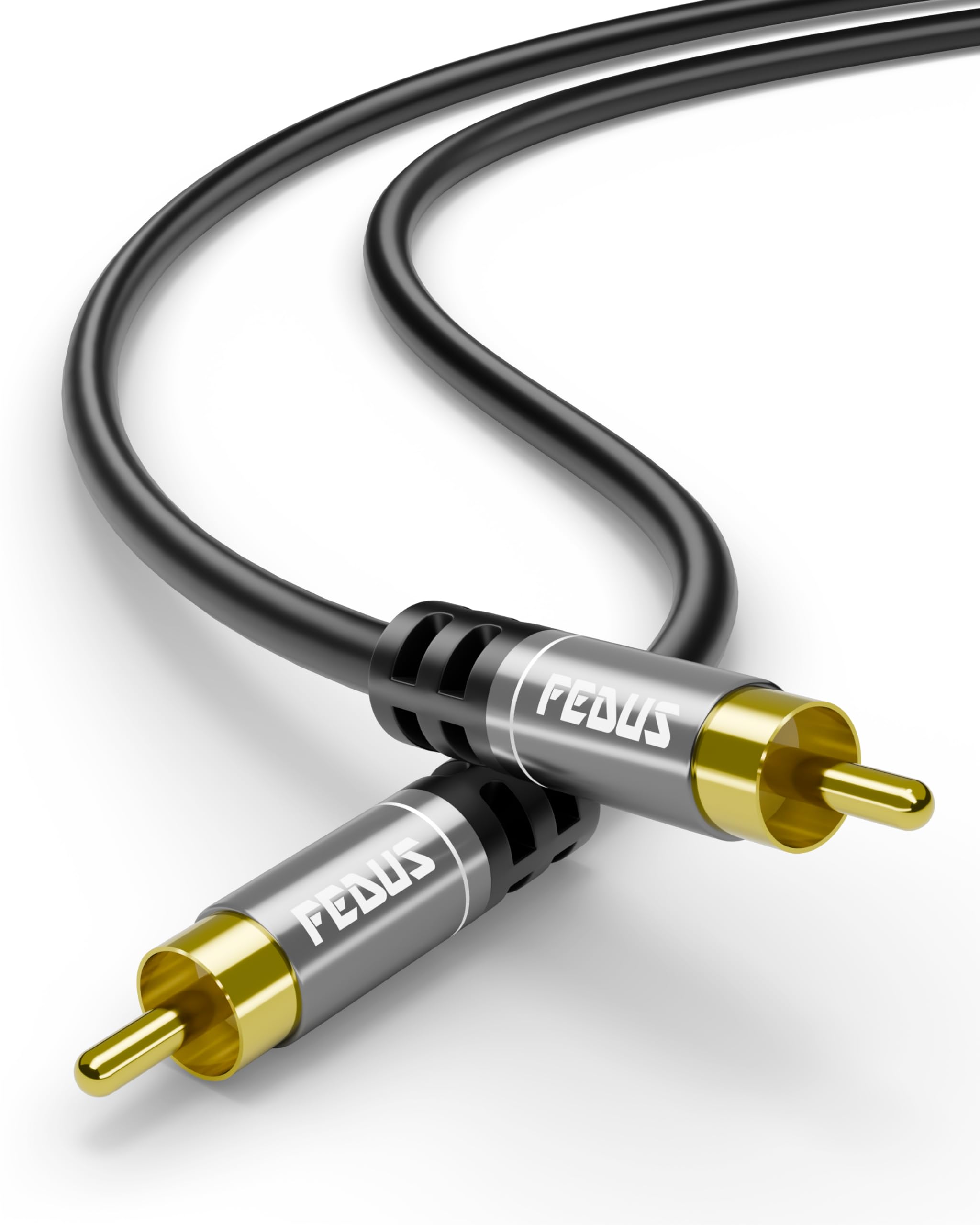 FEDUS 10 M Subwoofer Cable, 24K Gold-Plated Oxygen-Free Copper Double Shielded RCA To RCA Audio Cable,1 RCA Cable for Home Theatre, Subwoofer, Power Amplifier, AVR, Hi-Fi Systems, Sound Bar, Car Audio