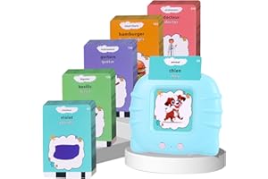 YISAKILU Cartes Flash Parlantes Carte éducatives Français Anglais Mot Ami Jeux Préscolaires pour écouter et Apprendre 224 Mots Montessori Flash Jouets éducatifs 112 Feuilles 224 Mots pour Enfants Bebe 1-6 Ans