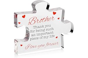 VELENTI Brother Gifts - Engraved Acrylic Block Puzzle Brother Gift 3.35 x 2.76 inch - Cool Brother Gifts from Sister, Brother - Birthday, Christmas, Graduation Gifts for Big Brother, Little Brother