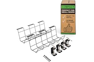 Canalina portacavi da scrivania con morsetti Scandinavian Hub - Nera - Organizer in filo metallico - Molto solido e robusto - Portacavi - No fori da trapano o danni sulla scrivania - Ufficio o Casa