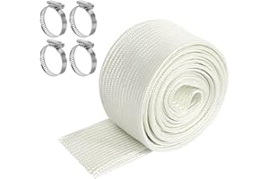 KUHAWL Abgasschlauch für Stromerzeuger, 25mm Hitzeschutzschlauch Standheizung, 300cm Isolierung Schlauch Stromerzeuger High Temp Fiberglass Sleeving mit 4 Clips für Heizungen Air Klimaanlage