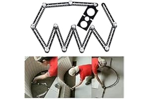 JIRENSH Template Tool Angle Template Template Template Ruler Multi-Angle Measuring Ruler Aluminum Alloy 12 Sides Tile Tool with Hole Black