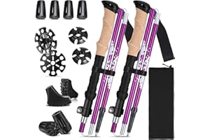 WILLONG Bastones Trekking, Bastones de Senderismo Ajustar la Longitud 115–135 cm,Palos Trekking Plegables, Bastones Marcha Nordica para Senderismo Alpinismo Trail Viaje
