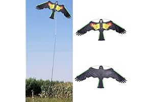 DEQUATE Volador Espantapájaros Halcón Repelente De Pájaros Águila Cometa, Cometa Repelente De Pájaros, Espantapájaros Realista,para Proteger Plantas De Granja Y Cometas De Pájaros Voladores con 2M Kite Line