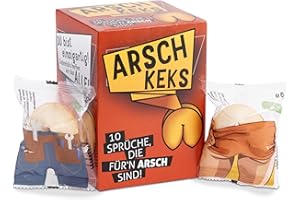 ARSCHKEKS FOOD CREW 10 x Glückskekse lustig einzeln verpackt - Glückskeks mit Sprüchen Deutsch - Vegan auch als Geschenk - Made in Germany – Kleine Geschenke