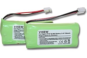 vhbw Set de 2 Batteries 700mAh pour téléphone Fixe sans Fil Sagem D16T, D16T Duo, D16T Duo 2, D18T, D21T, D21V remplace 2SN-AAA55H-S-JP1