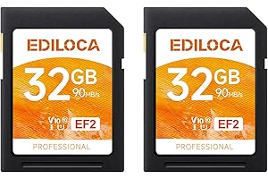 EDILOCA Scheda SD da 32 GB, 2 pezzi, scheda di memoria, fino a 100 MB/s, UHS-I, C10, U3, V30, video Full HD e 4K, scheda SD per fotocamera, indispensabile per fotografi professionisti (EF2)