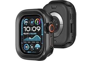 Amizee 2 in 1 Metal Rugged Case Compatible with Apple Watch Ultra 3/2/1 Case 49mm, Aluminum Shockproof Protective Bumper Cover Compatible with iWatch 49mm, Black