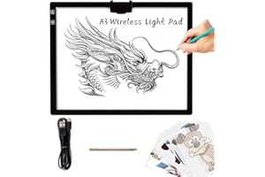 TOHETO A3 Rechargeable Tablette Lumineuse Diamond Painting avec Support Pliable et clip supérieur, Table Lumineuse Dessin, Uminosité Réglable Tableau Tumineux, LED Tables à Dessin Lumineuse (Noir)