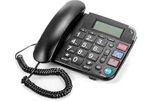 Frcctre Big Button Phone for Senior, SOS Hands-Free Dial Photo Memory Corded Phone, Amplified Large Button Corded Telephone with Speaker for Seniors Elderly Hearing Impaired