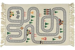 Carousel Home Childrens Race Track Rug | Rag Rug For Kids Racing Track Circuit Rug | Girls Boys Nursery Bedroom Floor Rug Area Rug 80 X 120cm