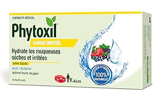 Phytoxil Pastilles Gorges irritées – Arôme Fruits rouges – Dispositif médical- Hydrate les muqueuses sèches et irritées et favorise leur régénération – Format 16 pastilles - A partir de 6 ans