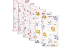 Maliton 6 sztuk chusteczek do ślinienia dla chłopców i dziewczynek, wykonane w 100% z bawełny, miękkie, trwałe, przepuszczające powietrze i bardzo chłonne (króliki), 50 x 25 cm