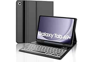 SENGBIRCH Étui Clavier pour Samsung Galaxy Tab A9+ 11'' - Clavier AZERTY Français 7 Couleur Rétro-éclairé pour Galaxy Tab A9+ 11 Pouces 2023, Noir