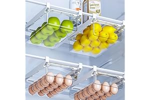 Epzia 2er-Pack Schubladen Organizer für Kühlschrank – Herausziehbares Regal für Eier, Obst, Gemüse, Meeresfrüchte, passend für Kühlschrankregale unter 1,5 cm Passend für 30-42cm kühlschrank glasplatte