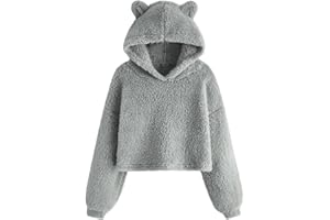 XINYUNZU Mädchen Hoodie Plüsch Fleece Kapuzenpullover Kuschelig Pullover Sweatshirt Warm Thermoshirt Kuschelpullover Langarm Kinder Kleidung Oberteil Einfarbig Langarmshirt 7-12 Jahre Alt