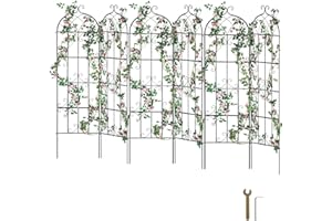 VEVOR Treillis Jardin pour Plantes grimpantes, 51 x 180 cm, Treillis Fleurs de Jardin en métal antirouille, Treillis de rosiers grimpants extérieur, Support de concombres, pour Cours, pelouses, 6 pcs