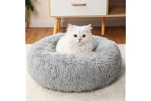 Caliyo Legowisko dla psa/kota, puszyste, można prać w pralce, dla małych psów, nadaje się do suszenia w suszarce, średnica 50 cm, okrągłe legowisko dla kota