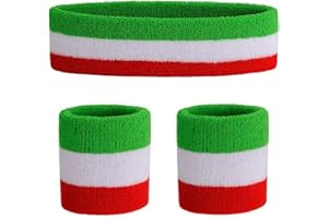 GUTEINTE 2 pezzi Fasce da Polso per Sport e 1 Fascia per Capelli Assorbente, Traspirazione dell'umidità, Morbido Assorba Il Sudore Adatto Sport Fitness Tennis