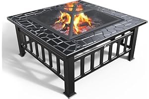 VOUNOT Brasero Exterieur pour Jardin Terrasses Feu en extérieur pour été et Foyer 81 * 81 * 45cm Poêle Chauffant Noir