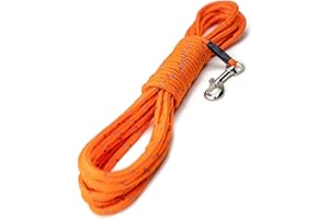Mighty Paw Check Cord | Light Weight 9m/30ft Dog Training Lead. Durable, Weather Resistant Climbers’ Rope with Reflective Stitching. Perfect for Training, Swimming, Hunting, Camping. (Orange)