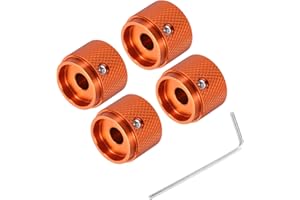 QUARKZMAN 4 Stück Gitarrenknöpfe Metall, Audio-Knopf Drehknopf 6x20x15.5mm Potentiometer Knöpfe mit Madenschraube für E-Gitarre Bass, Orange Rot
