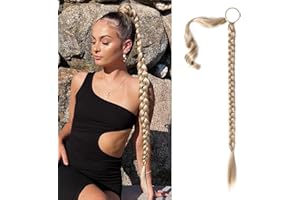 JAONLD Lunga Estensione Coda di Cavallo 80cm, Lunga Coda di Cavallo Intrecciata con Cravatta Capelli, Treccia Finta Capelli, Morbidezza Naturale per le Estensioni dei Capelli Delle Donne (Oro)