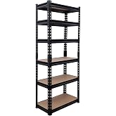 BonKaso Adjustable 6-Shelf Metal Storage Rack | Heavy-Duty Steel Boltless Rivet Utility Shelving Unit for Garage, Kitchen & O